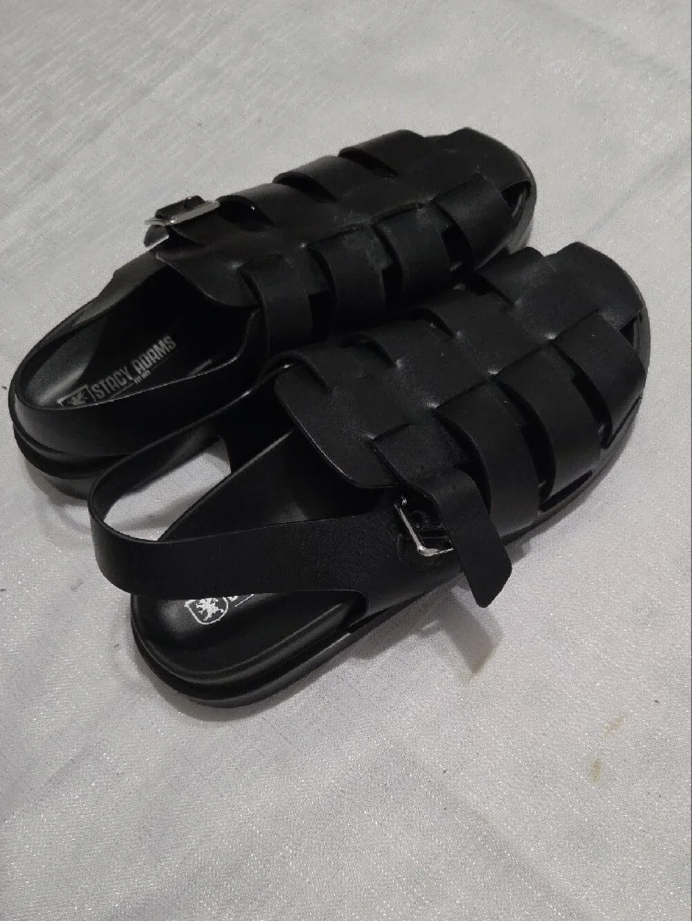 Stacy Adams Black Woven Leather Fisherman Sandals